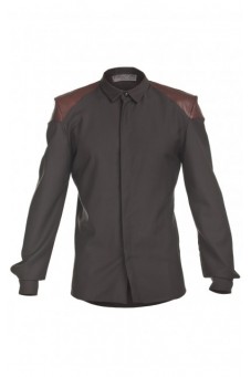 Brown shirt with leather patches