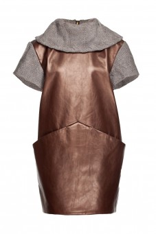 Copper dress with a stand collar THE ONE