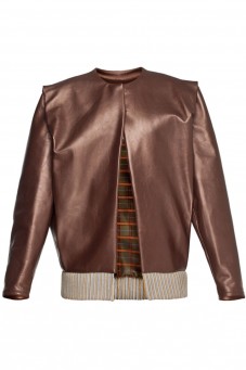 Leather jacket with silk
